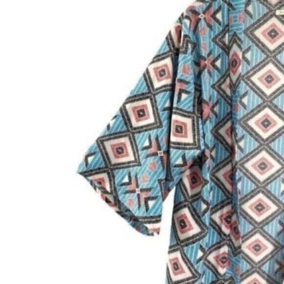 Anthropologie Do Everything In Love Aztec Print Teal Long Kimono Coverup - Picture 4 of 15